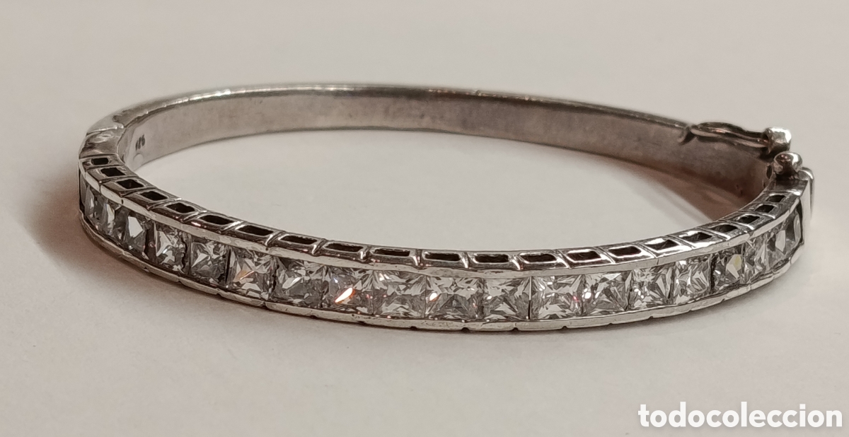 Joyeria: Pulsera r&iacute;gida de plata y circonitas. Plata 925 - Foto 4