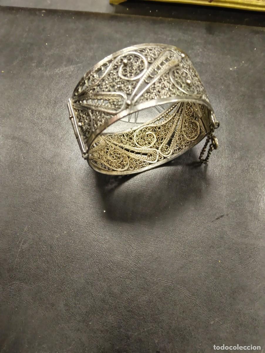 Joyeria: ANTIGUO BRAZALETE PULSERA EN FILIGRANA DE PLATA - MUY ESTILOSO
