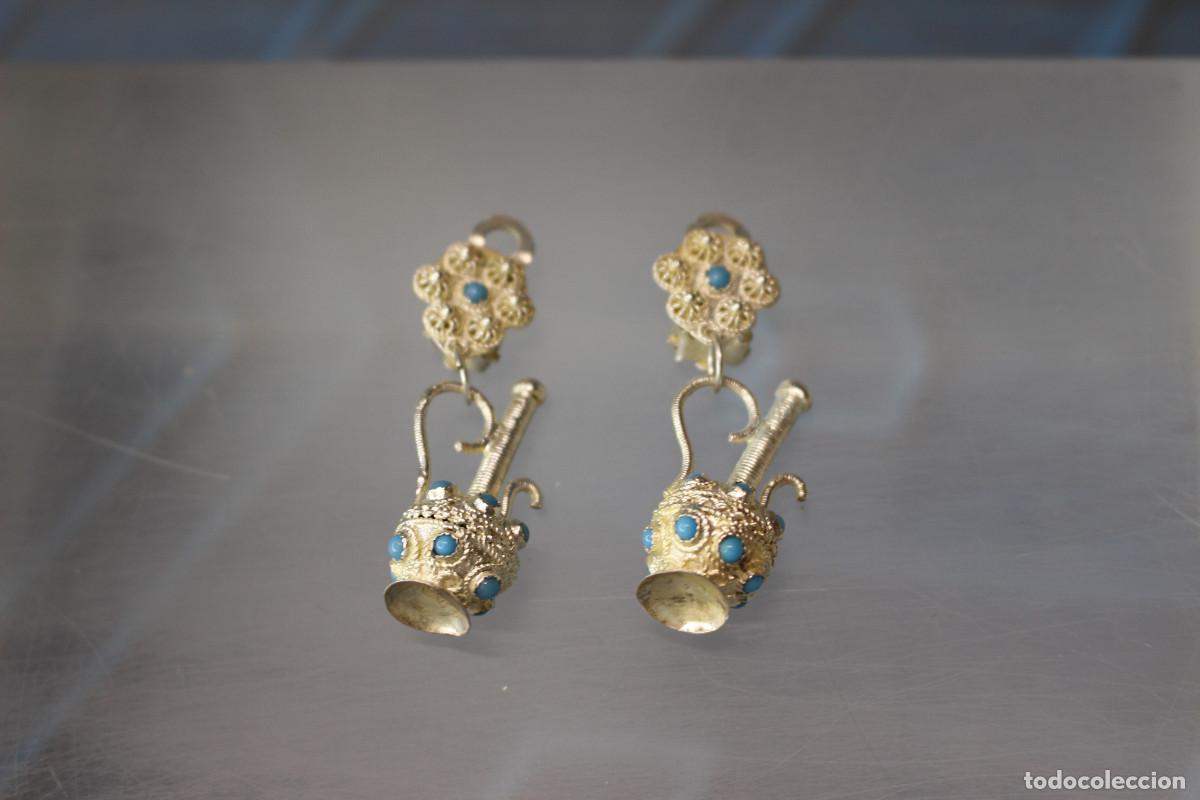 Joyeria: 02. Pendientes bereberes en plata y turquesa.