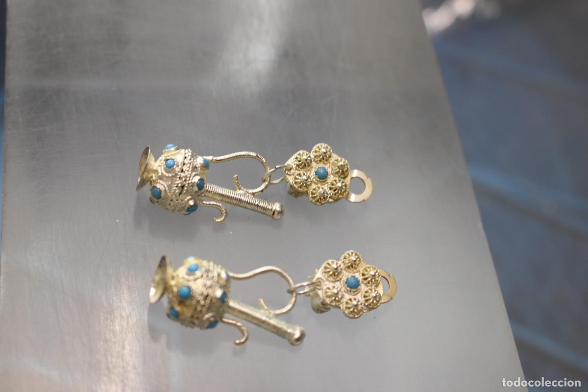 Joyeria: 02. Pendientes bereberes en plata y turquesa. - Foto 2