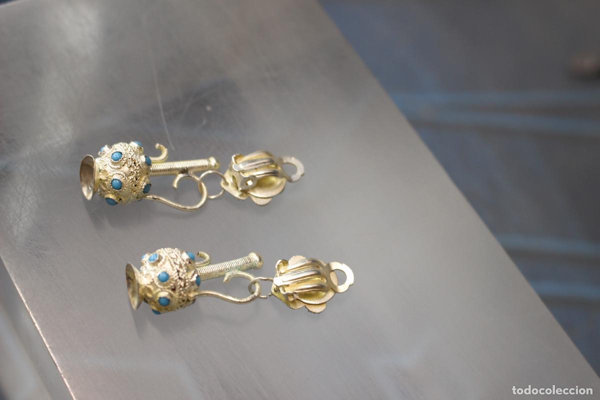 Joyeria: 02. Pendientes bereberes en plata y turquesa. - Foto 3