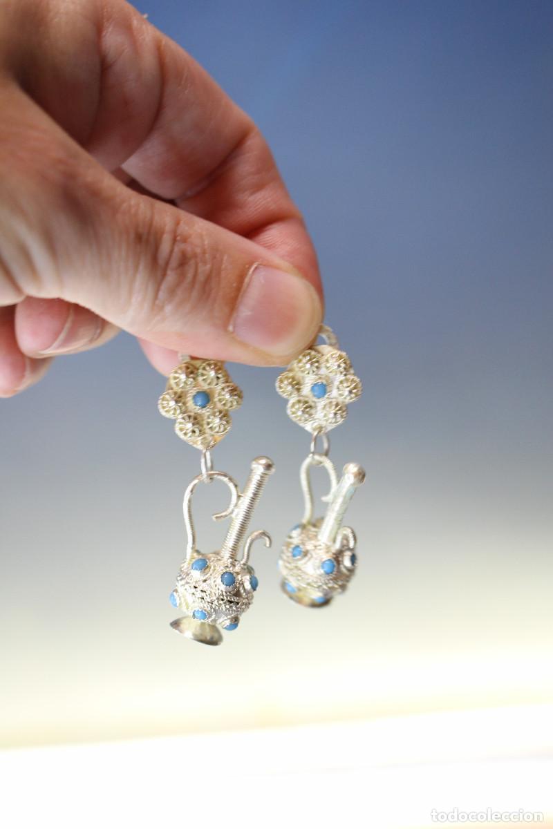Joyeria: 02. Pendientes bereberes en plata y turquesa. - Foto 4