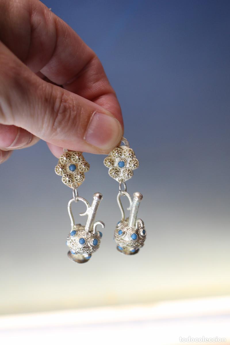 Joyeria: 02. Pendientes bereberes en plata y turquesa. - Foto 5