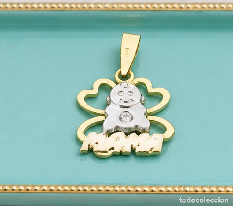 Schmuck: ORO 1&ordf;LEY 750 MAM&Aacute;, TREBOL, BEBE CORAZON: COLGANTE DE ORO BICOLOR BLANCO AMARILLO: ORO 18 KILATES