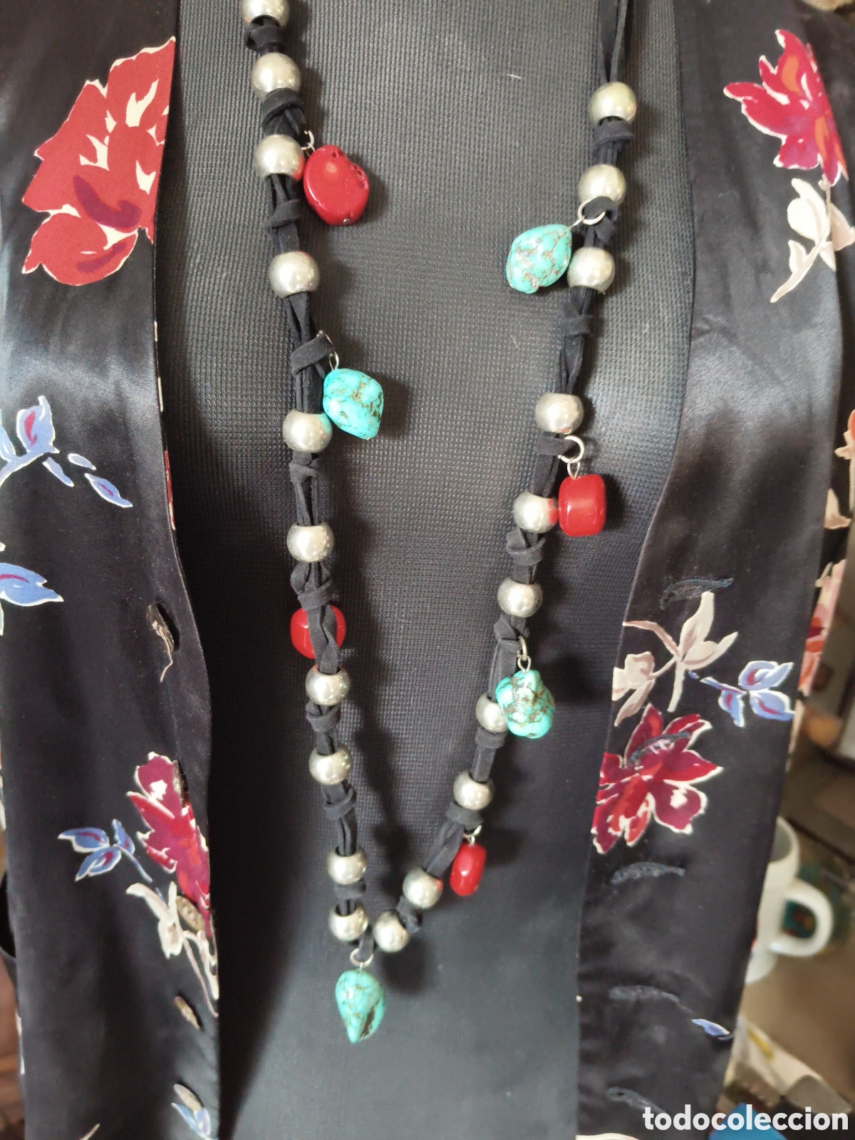 Joyeria: Collar largo con piedras de coral y turquesas - Foto 5