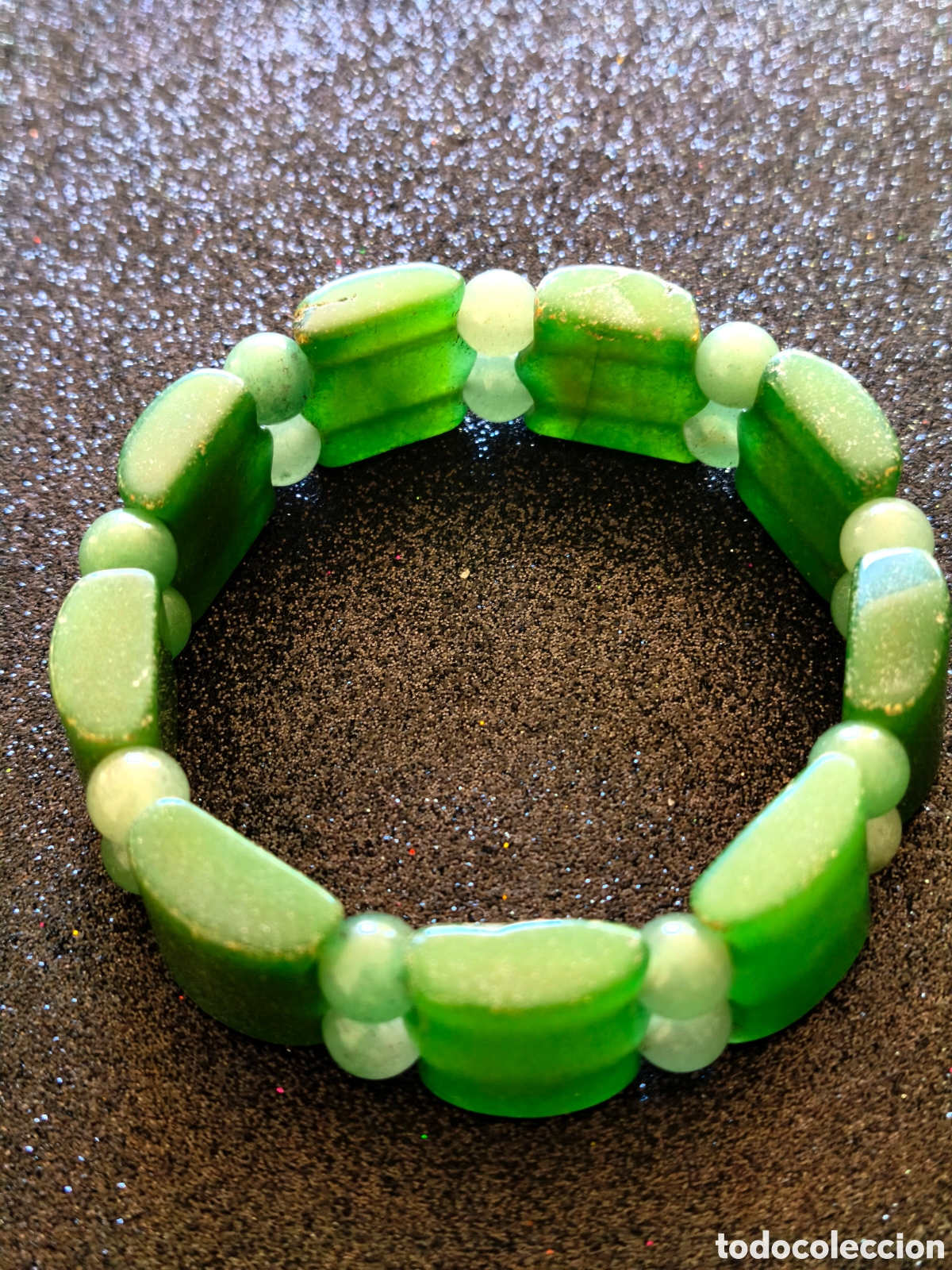 Joyeria: Pulseira de Contas El&aacute;sticas em &Ocirc;nix Verde Natural &ndash; 356 ct