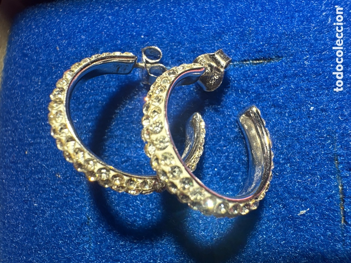 Joyeria: Pendientes aro plata de ley 925 con pedrer&iacute;a (A4)