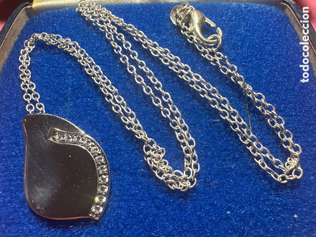 Joyeria: Colgante hoja y cadena plata 925 con piedras naturales, longitud cerrada 26,5cm, peso 5,28g (A4)