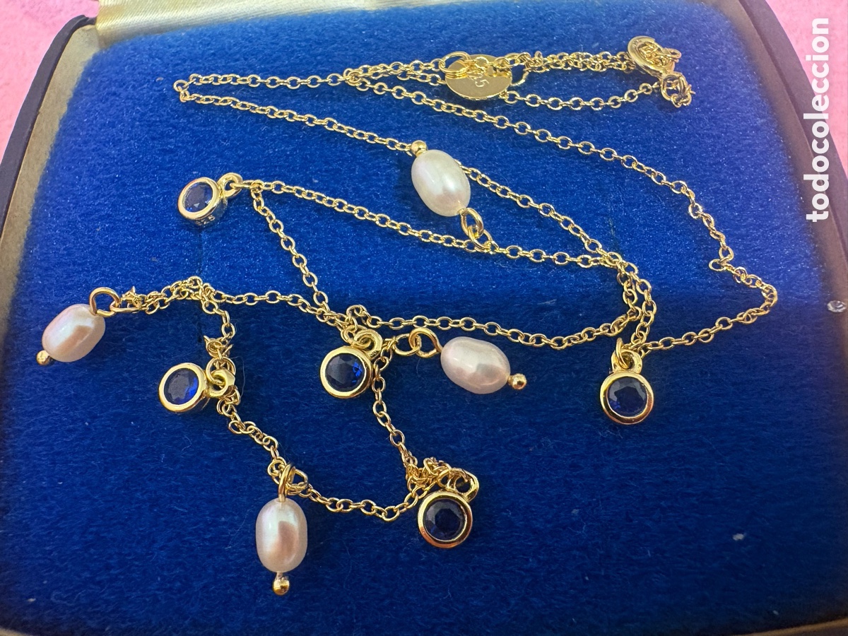 Joyeria: Gargantilla plata dorada 925 con perlas y piedras naturales (A4)