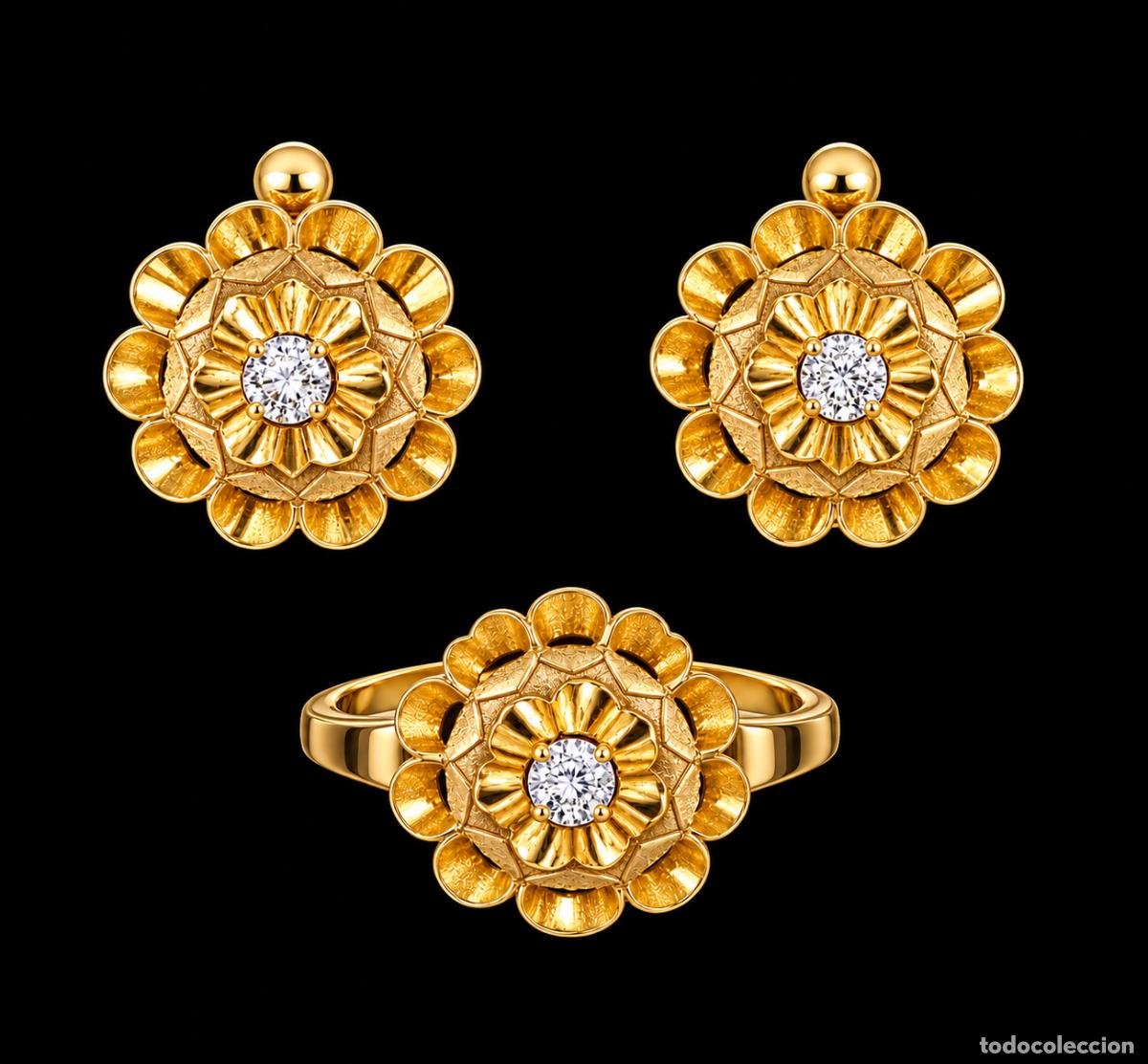 Joyeria: Conjunto de anillo y pendientes oro