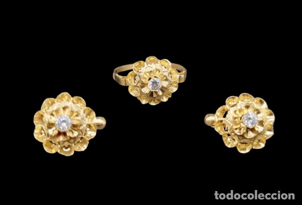 Joyeria: Conjunto de anillo y pendientes oro - Foto 3