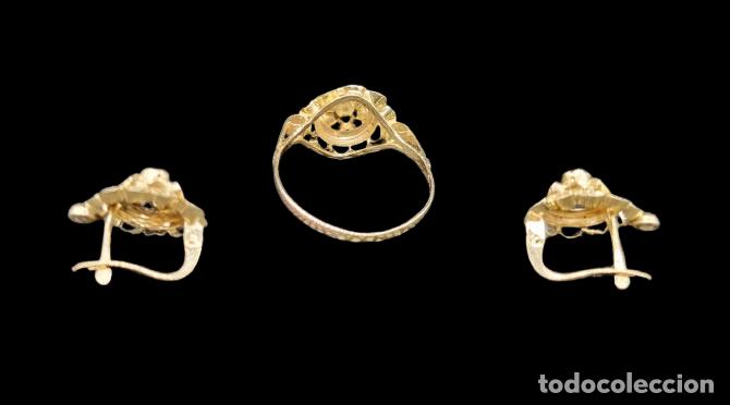 Joyeria: Conjunto de anillo y pendientes oro - Foto 4