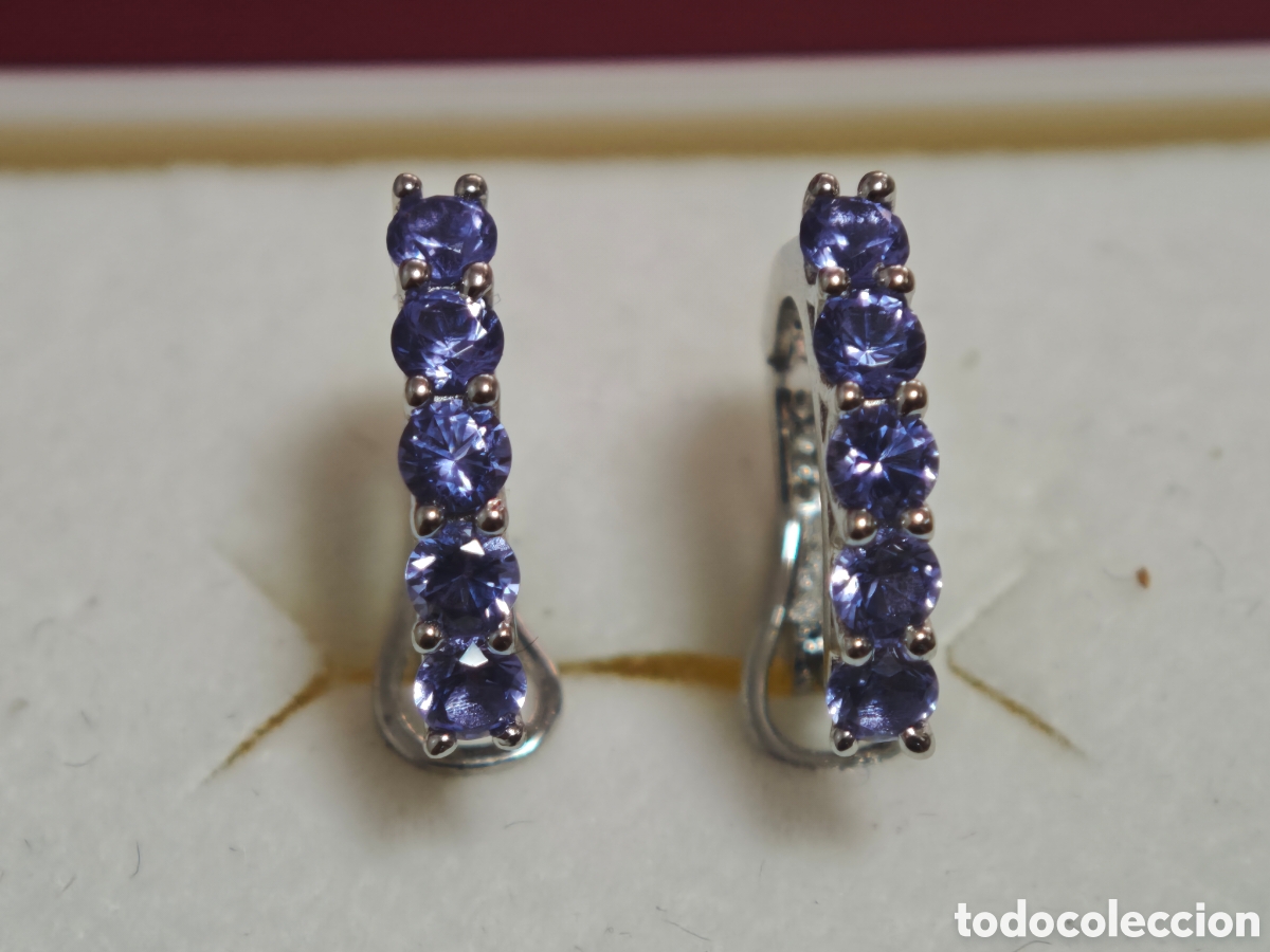Joyeria: Pendientes en plata de ley y tanzanitas naturales