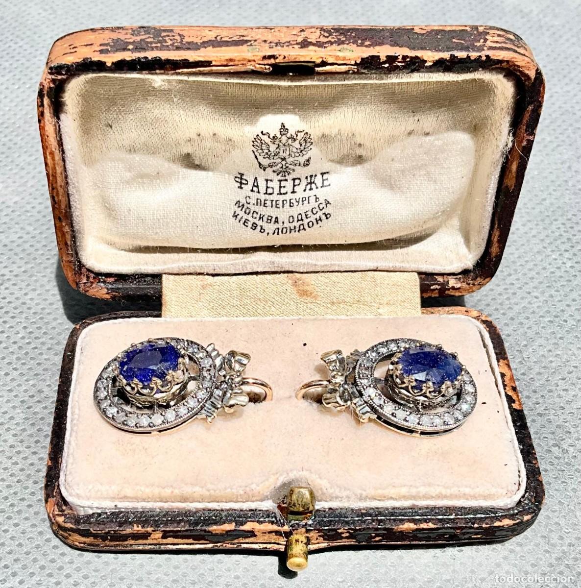 Joyeria: Pendientes rusos de oro Faberg&eacute; con diamantes