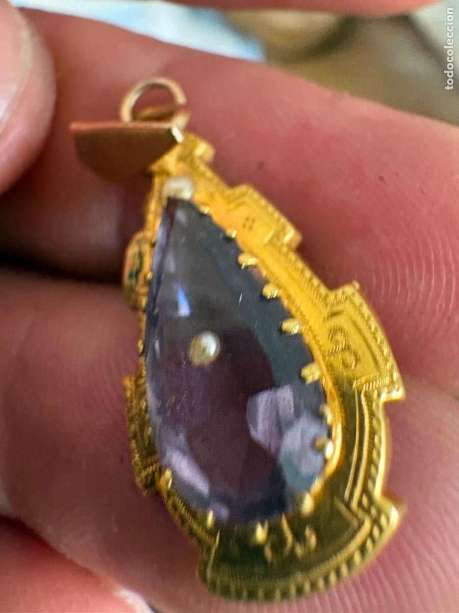Joyeria: Raro colgante en oro 18 k con piedra con perla o piedra incrustada