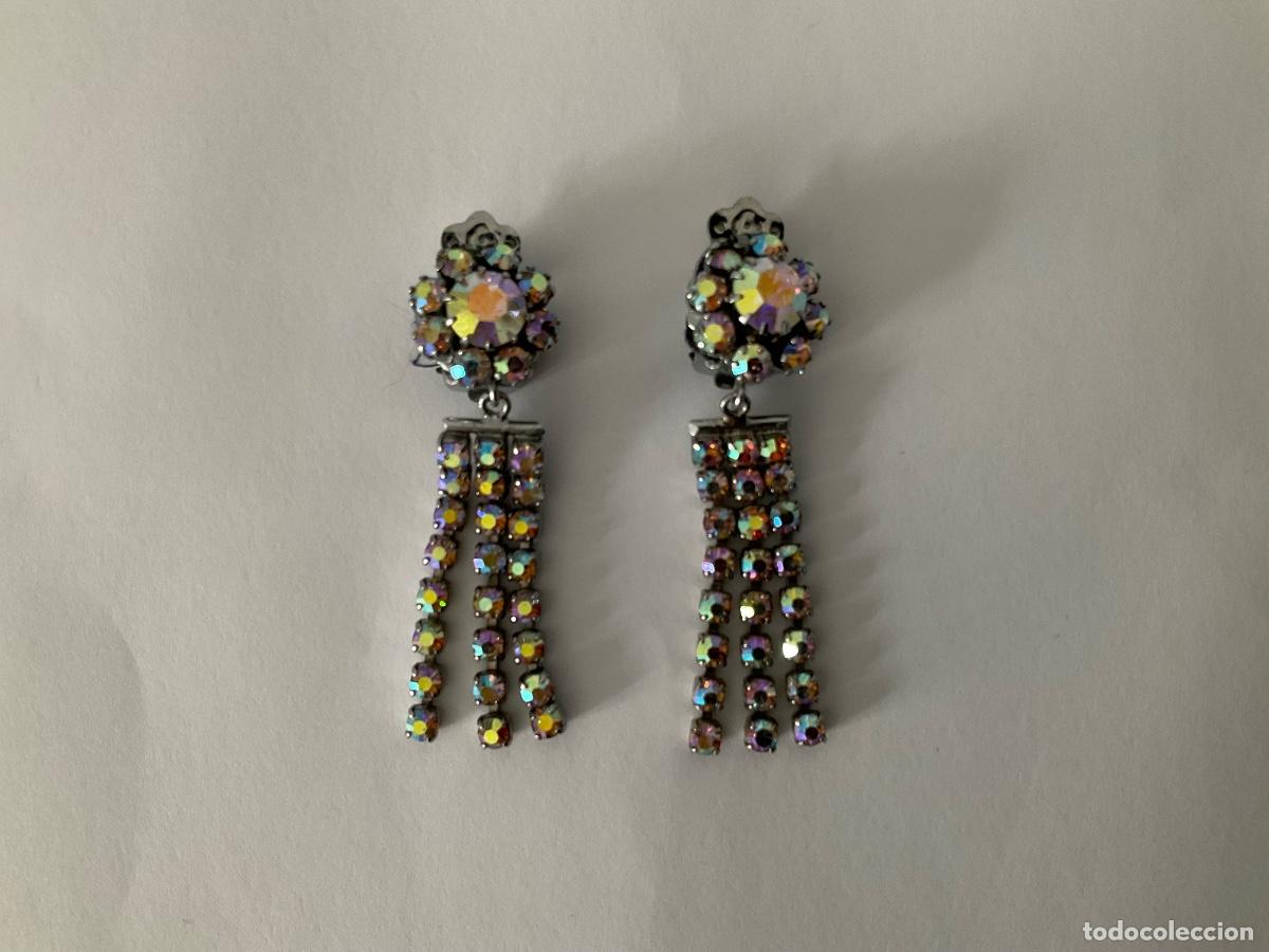 Joyeria: Pendientes vintage de clip con strass Aurora Borealis