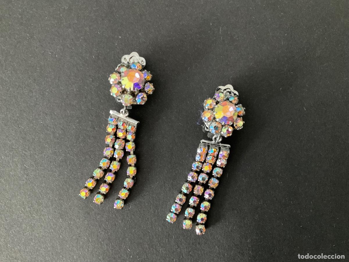 Joyeria: Pendientes vintage de clip con strass Aurora Borealis - Foto 3
