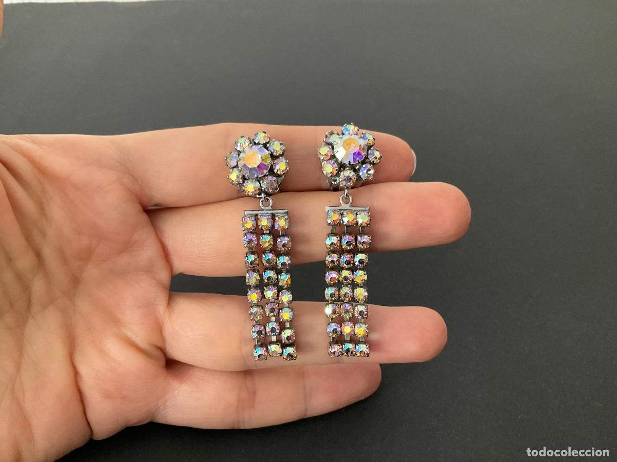 Joyeria: Pendientes vintage de clip con strass Aurora Borealis - Foto 4