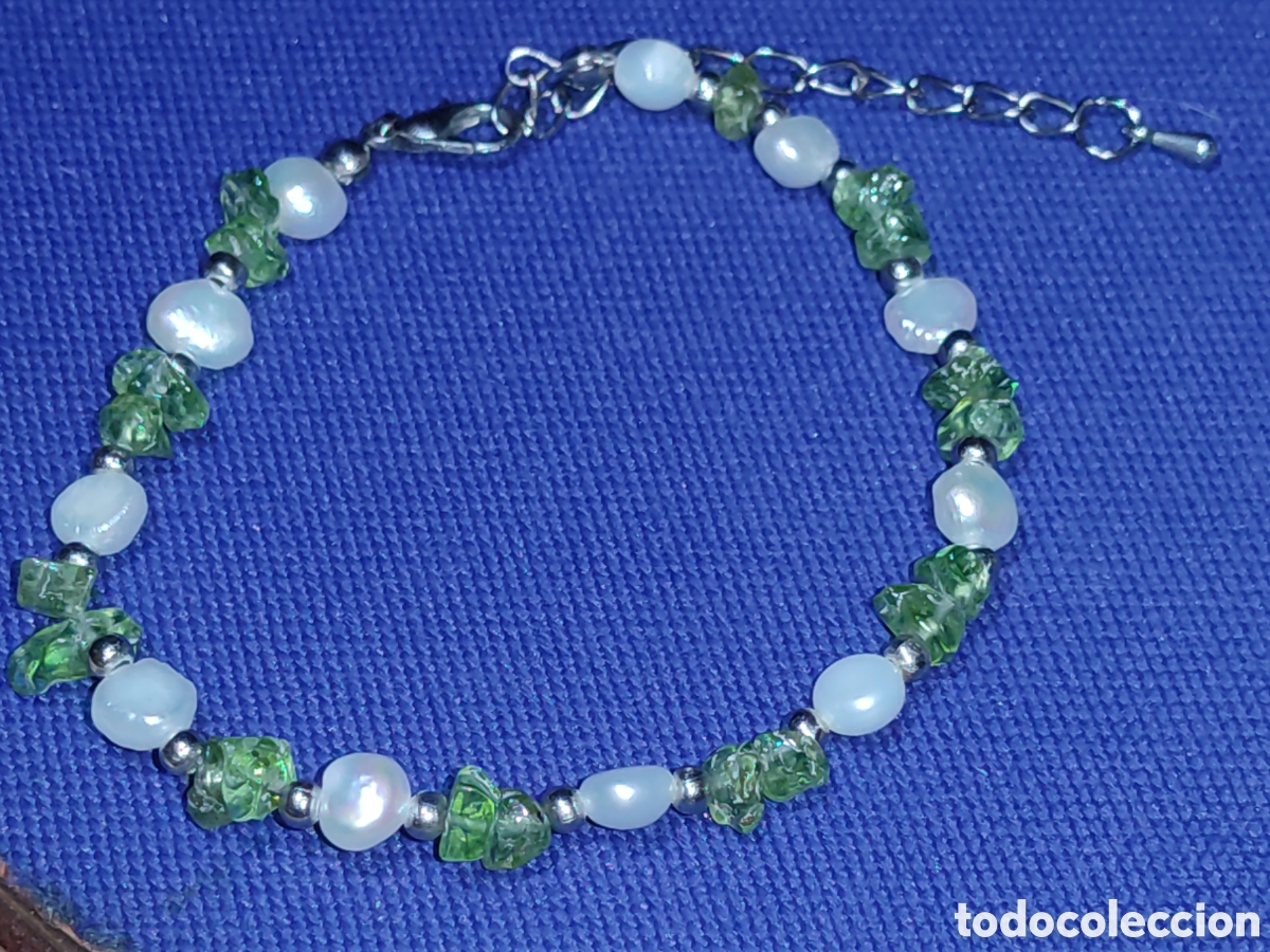 Joyeria: Pulsera de cuentas de peridoto y perlas barrocas cultivadas
