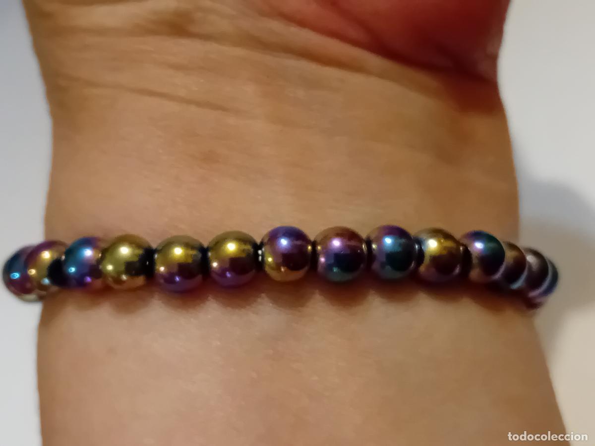 Joyeria: PULSERA HEMATITE MULTICOLOR IRIDISCENTE ELASTICA - Foto 4