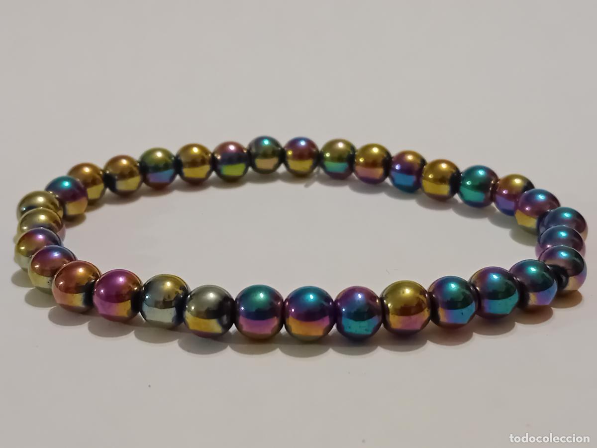 Joyeria: PULSERA HEMATITE MULTICOLOR IRIDISCENTE ELASTICA