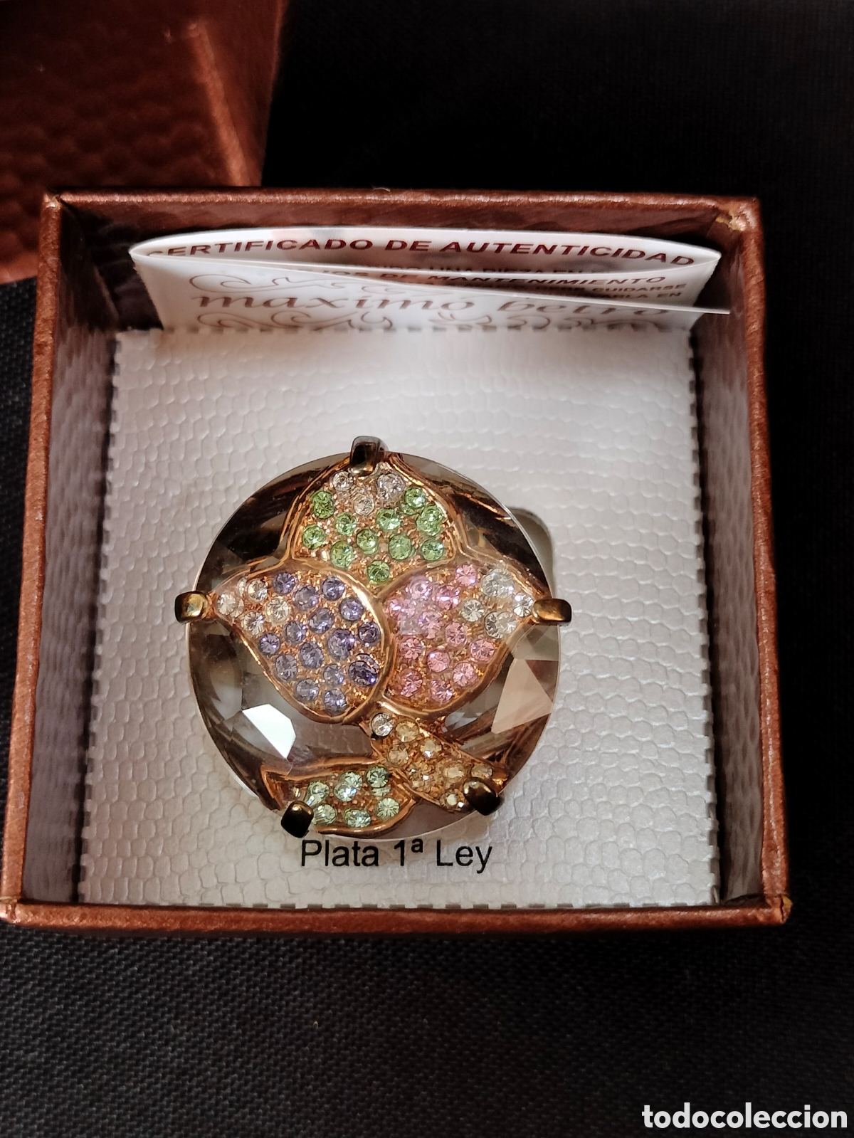 Joyeria: Anillo Swarovski Plata de Ley Rodiado Rosado . Medida ajustable