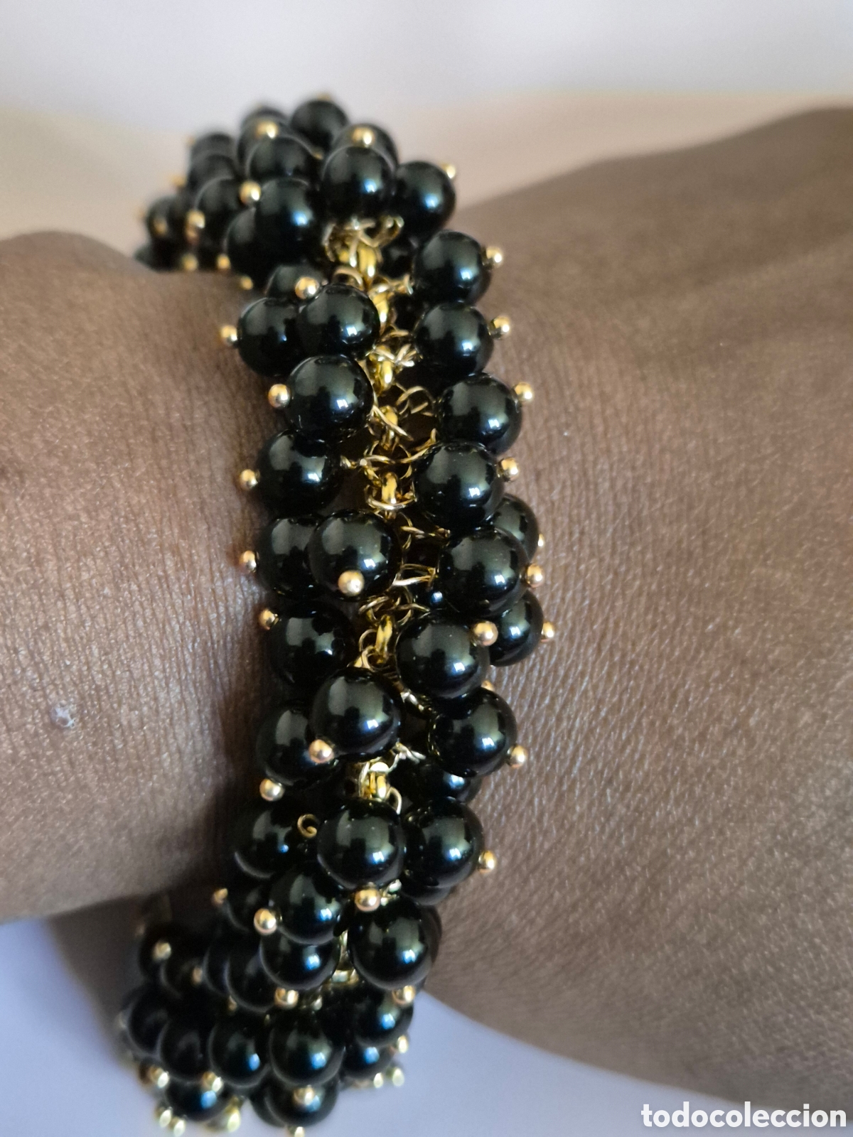 Joyeria: Pulsera artesana piedras naturales obsidiana color negro