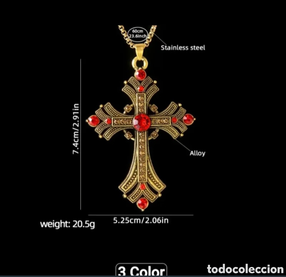 Joyeria: Collar Crucifijo Dorada Grande nuevo sin estrenar