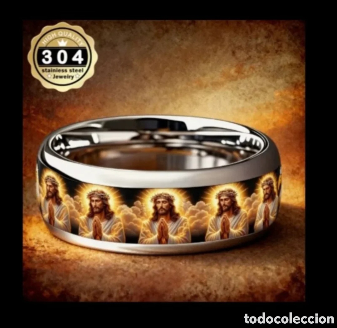 Joyeria: Anillo de jesus acero inoxidable nuevo talla 12