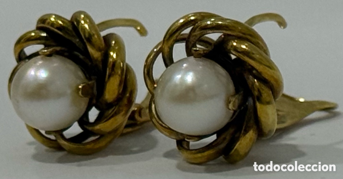 Joyeria: ANTIGUOS PENDIENTES ORO 18k Y PERLAS - Foto 2
