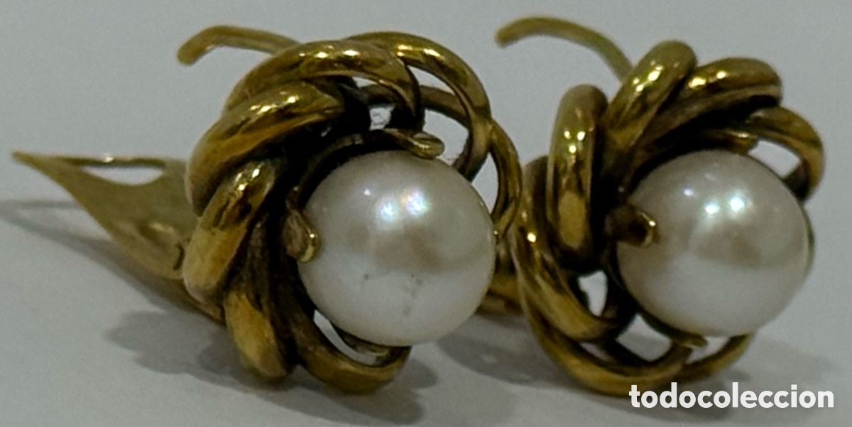 Joyeria: ANTIGUOS PENDIENTES ORO 18k Y PERLAS - Foto 3
