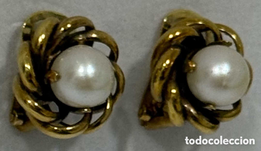 Joyeria: ANTIGUOS PENDIENTES ORO 18k Y PERLAS - Foto 9