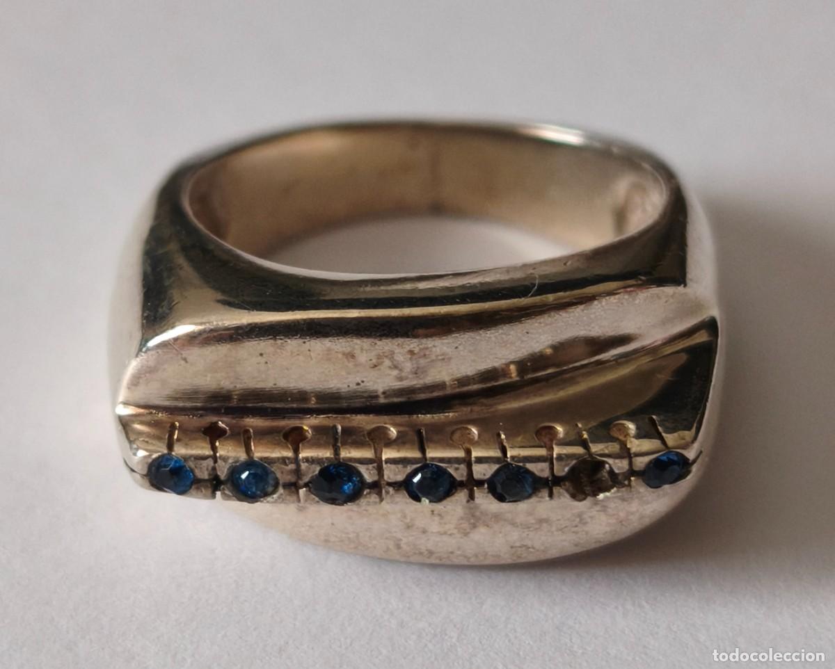 Joyeria: Anillo de plata de Ley de 925mm. con piedras azules