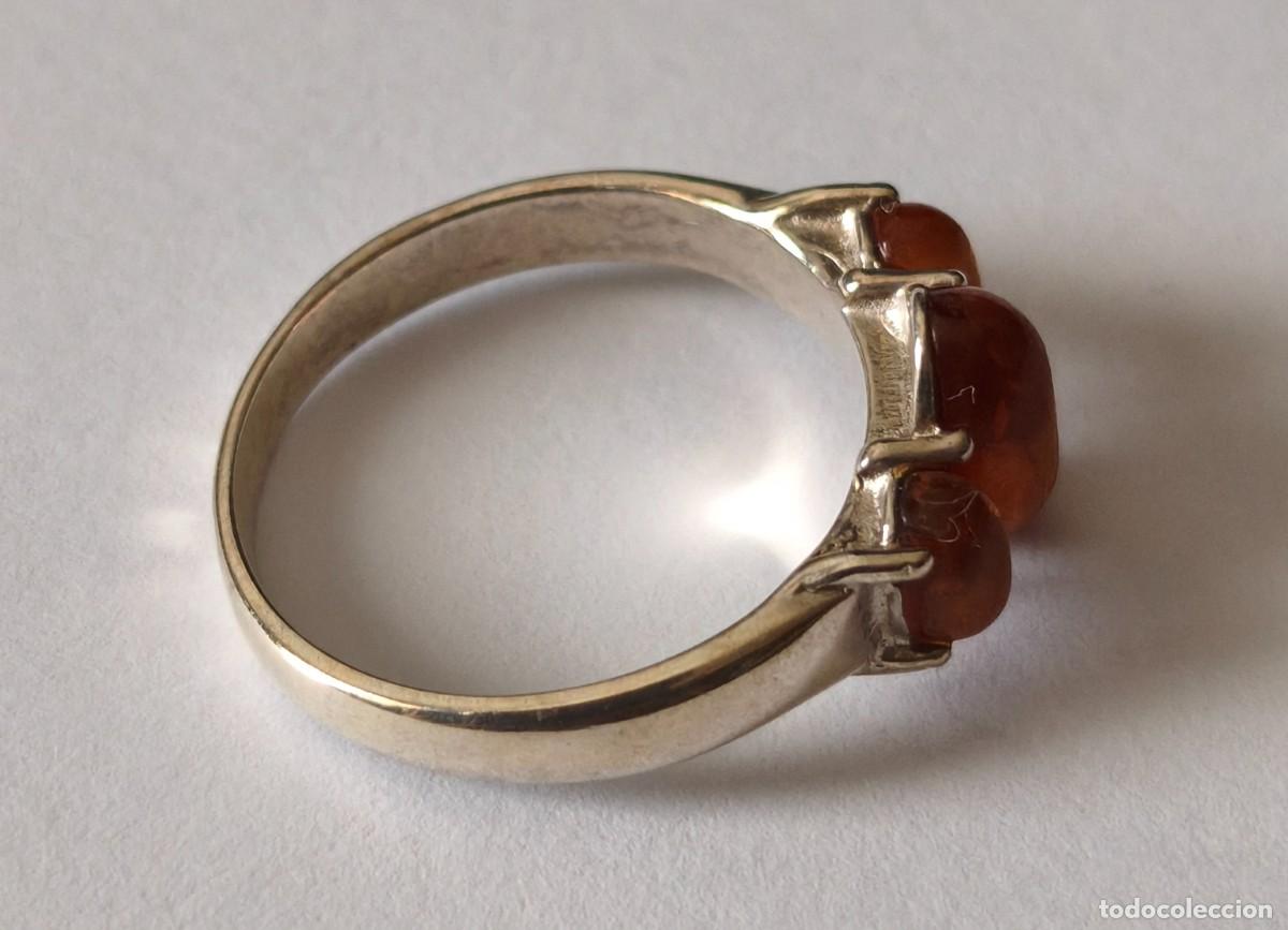Joyeria: Anillo de plata de Ley de 925mm. con piedras ambar - Foto 3