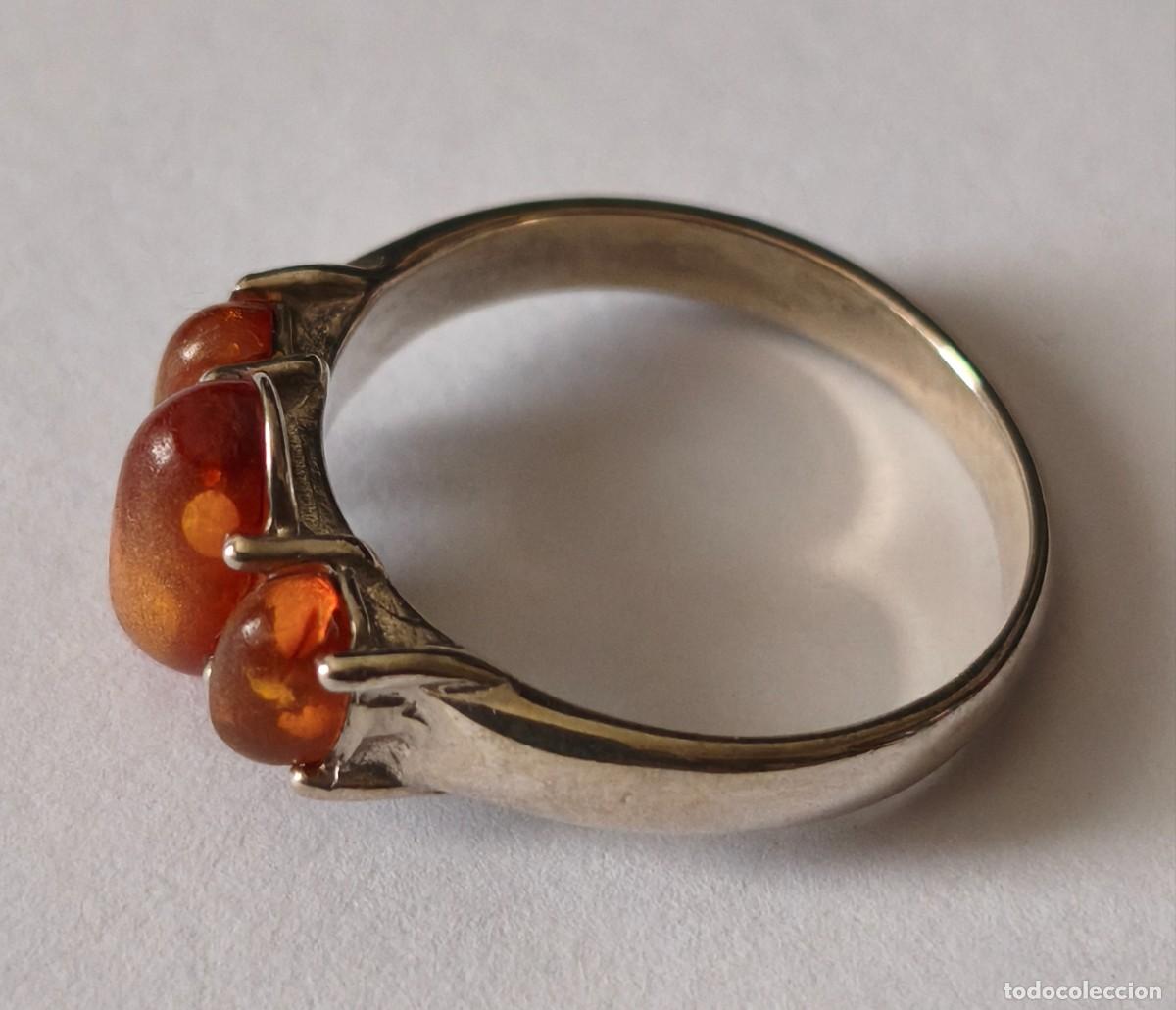 Joyeria: Anillo de plata de Ley de 925mm. con piedras ambar - Foto 5