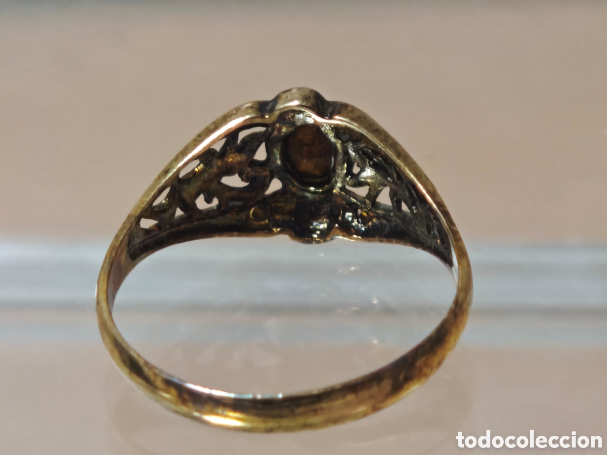 Joyeria: Anillo isabelino en plata de ley con ba&ntilde;o de oro - Foto 4
