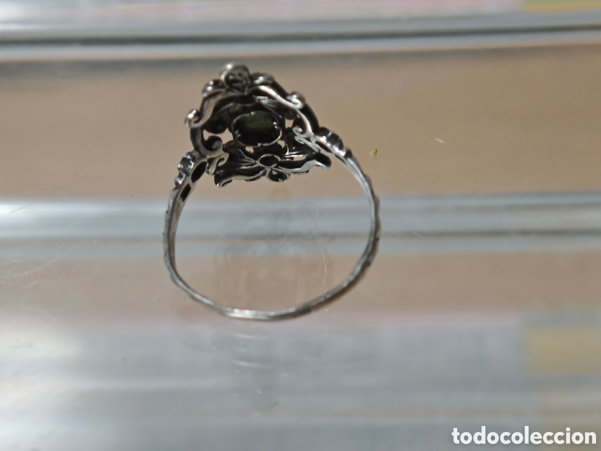 Joyeria: Anillo antiguo de filigrana con turquesa plata de ley - Foto 6