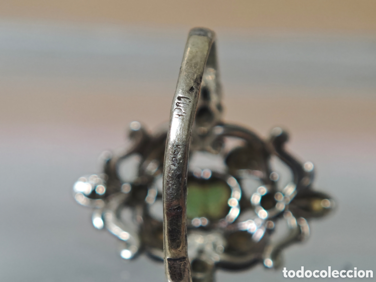 Joyeria: Anillo antiguo de filigrana con turquesa plata de ley - Foto 9