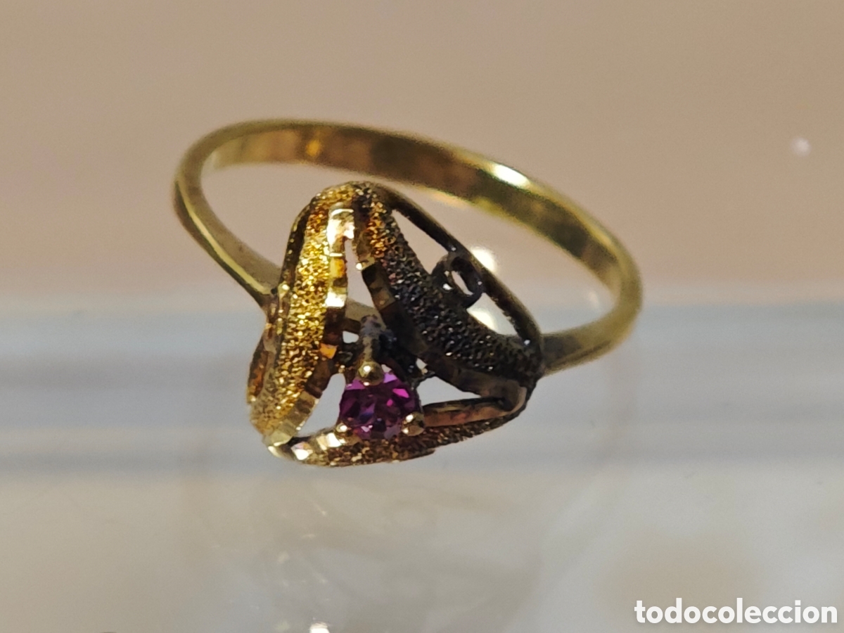 Joyeria: Anillo plata dorada 18 k arte retro