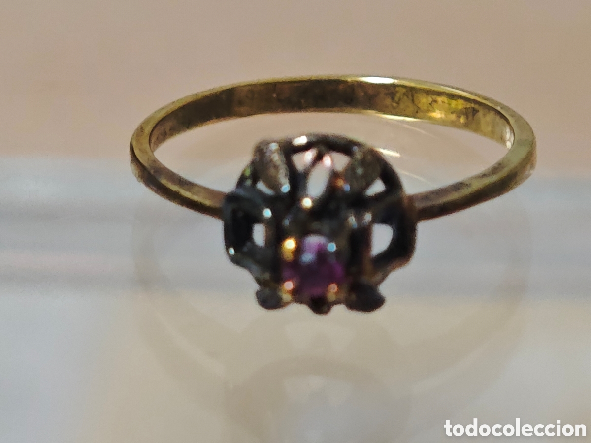 Joyeria: Anillo plata dorada 18 k arte retro - Foto 2