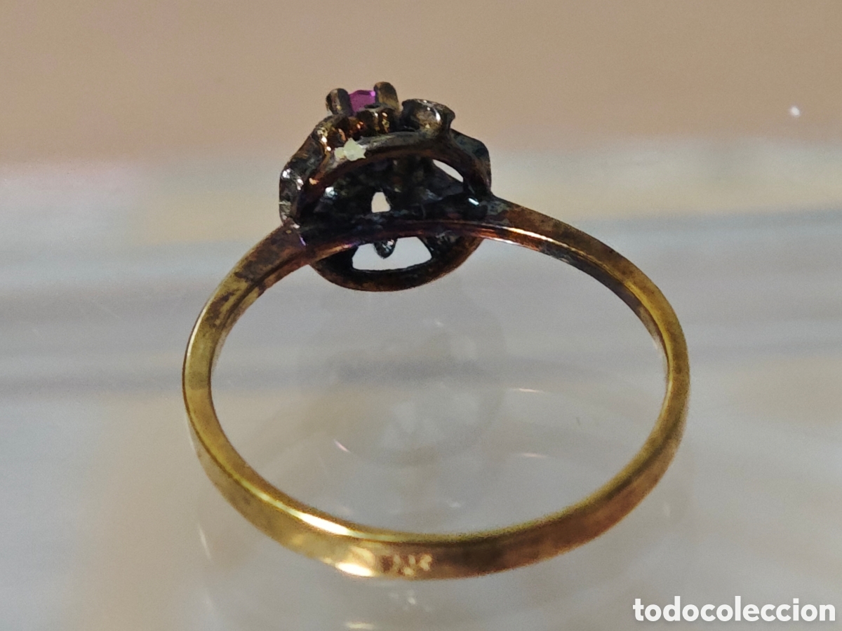Joyeria: Anillo plata dorada 18 k arte retro - Foto 3