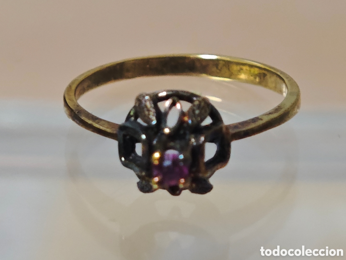Joyeria: Anillo plata dorada 18 k arte retro - Foto 6