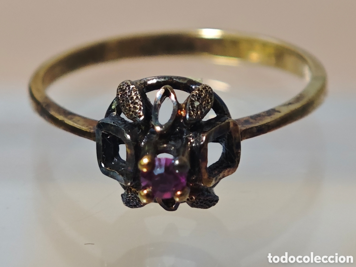 Joyeria: Anillo plata dorada 18 k arte retro - Foto 7