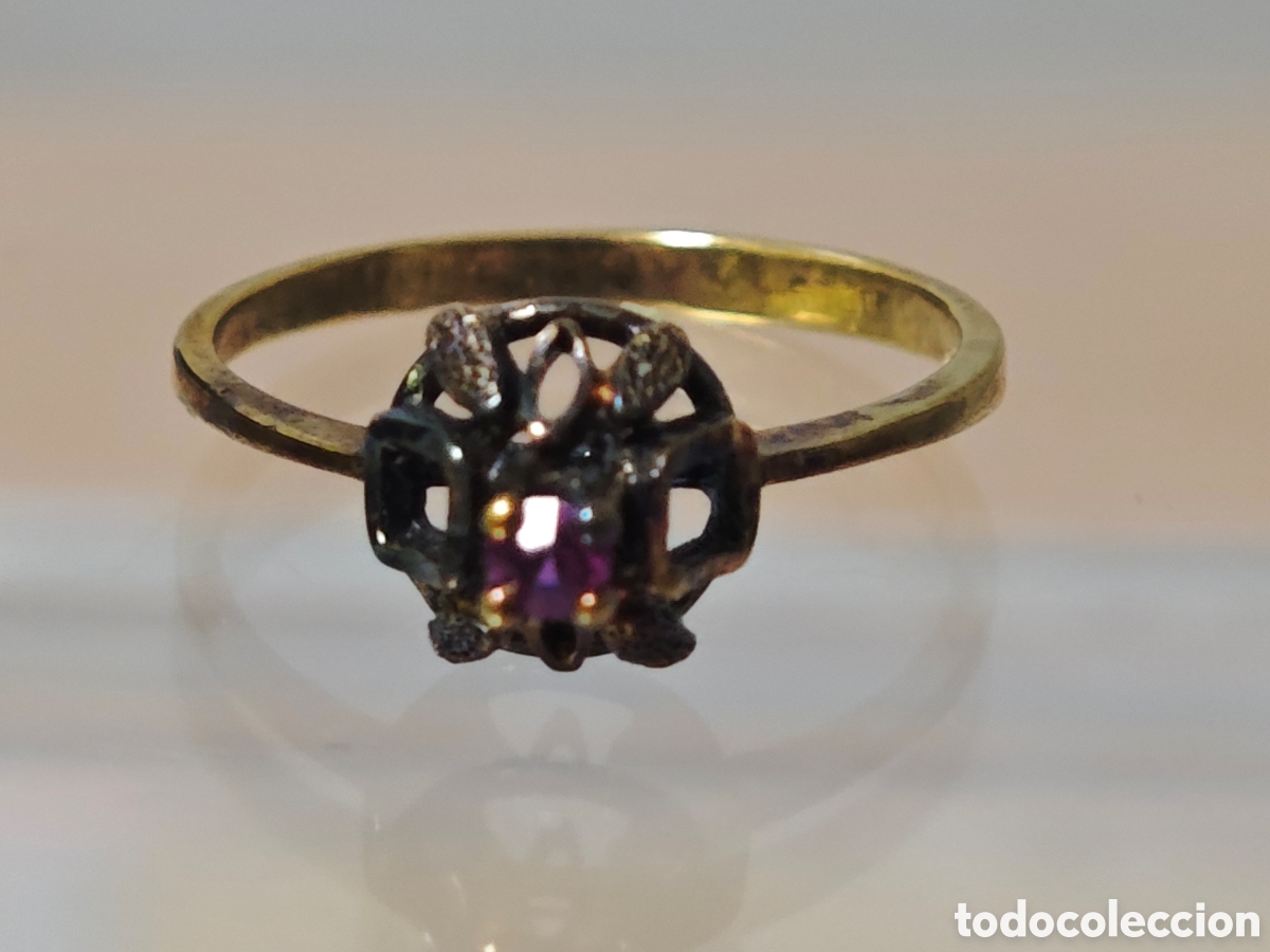 Joyeria: Anillo plata dorada 18 k arte retro
