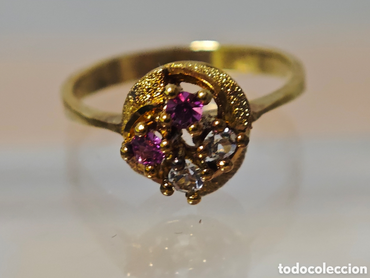 Joyeria: Anillo vintage retro plata dorada 18 quilates