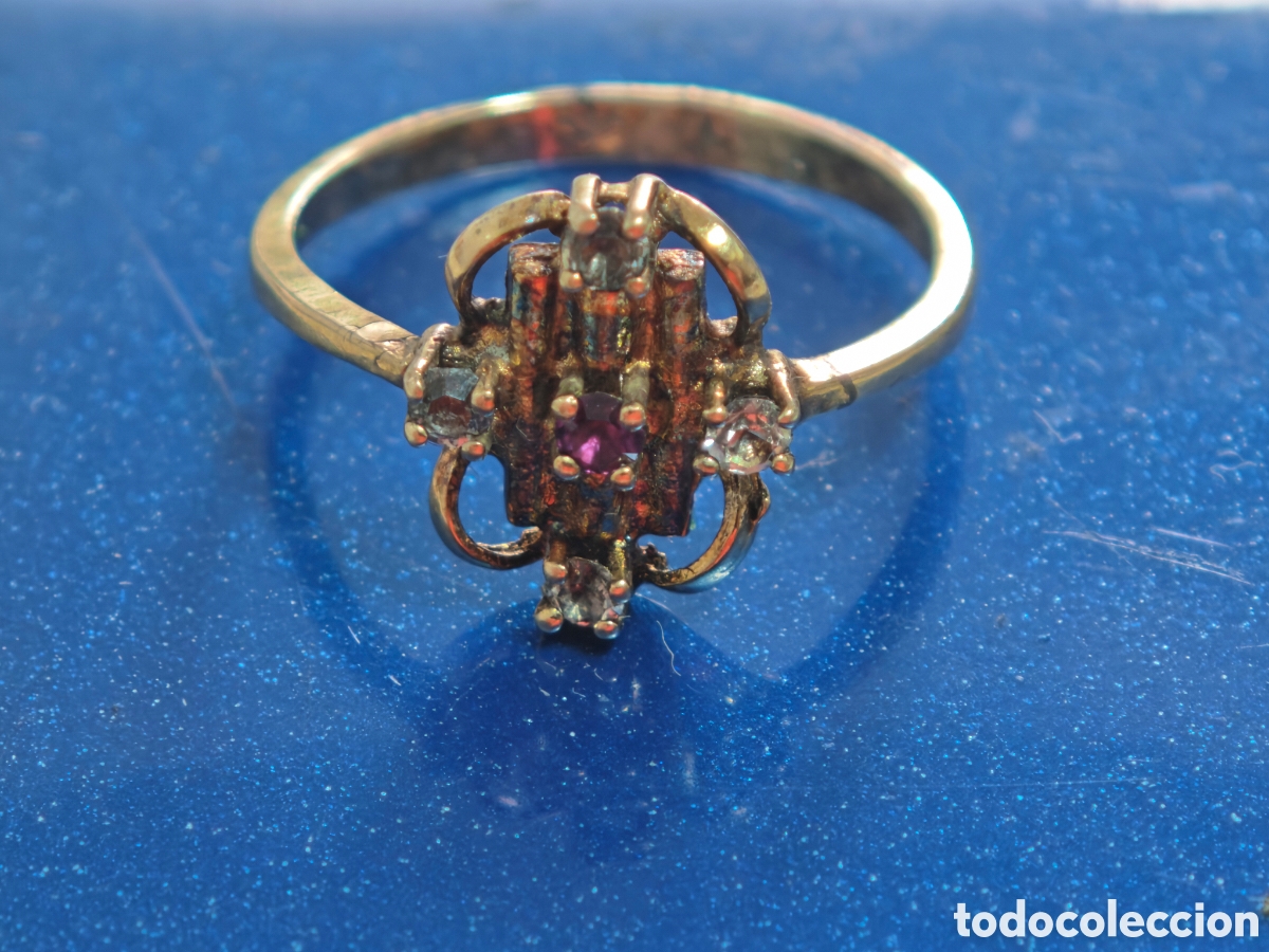 Joyeria: Anillo vintage antiguo en plata dorada dieciocho quilates