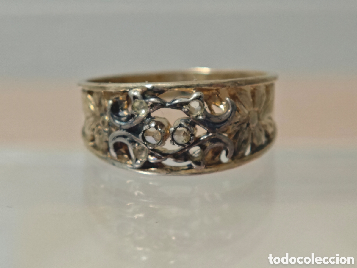 Joyeria: Anillo y sabanino antiguo en plata dorada dieciocho quilates
