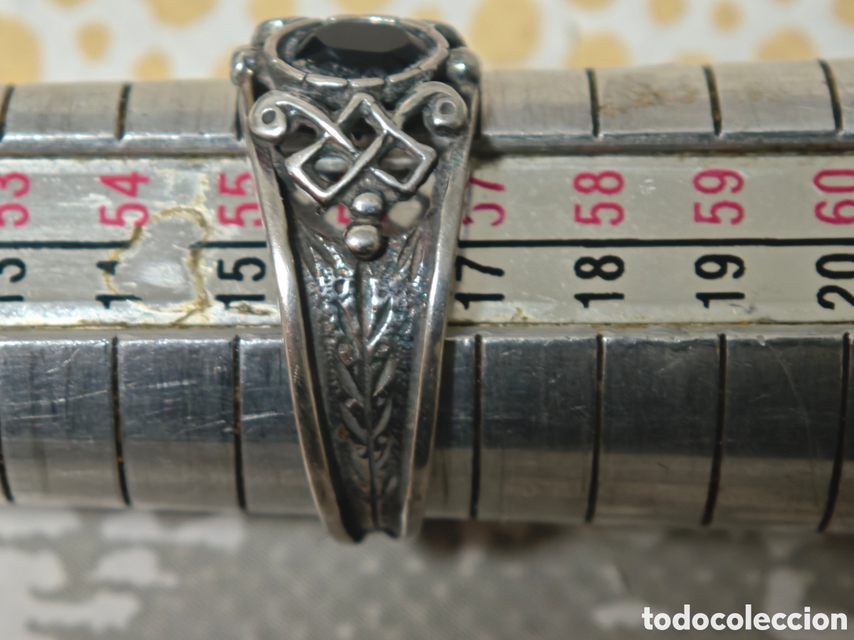 Joyeria: Anillo antiguo tipo g&oacute;tico en plata de ley y On&iacute;s - Foto 5