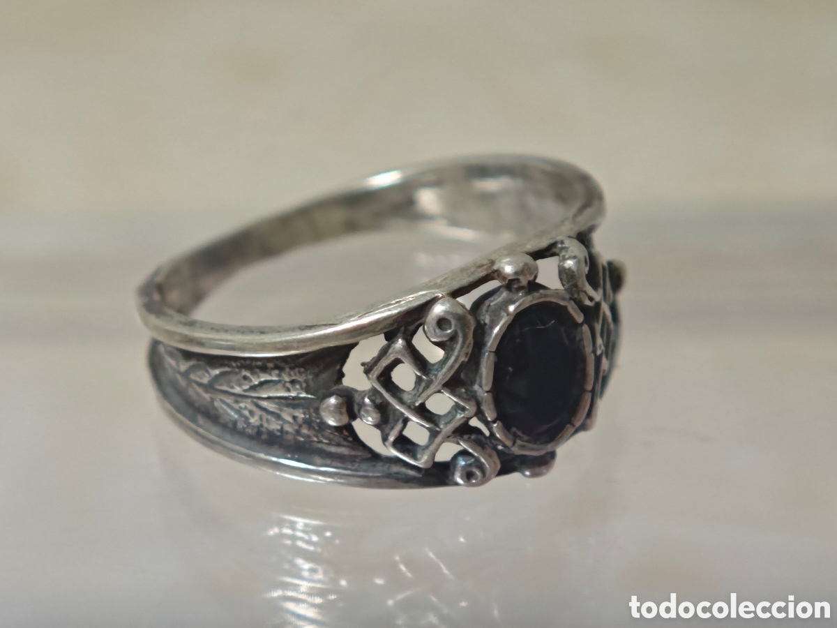Joyeria: Anillo antiguo tipo g&oacute;tico en plata de ley y On&iacute;s - Foto 7