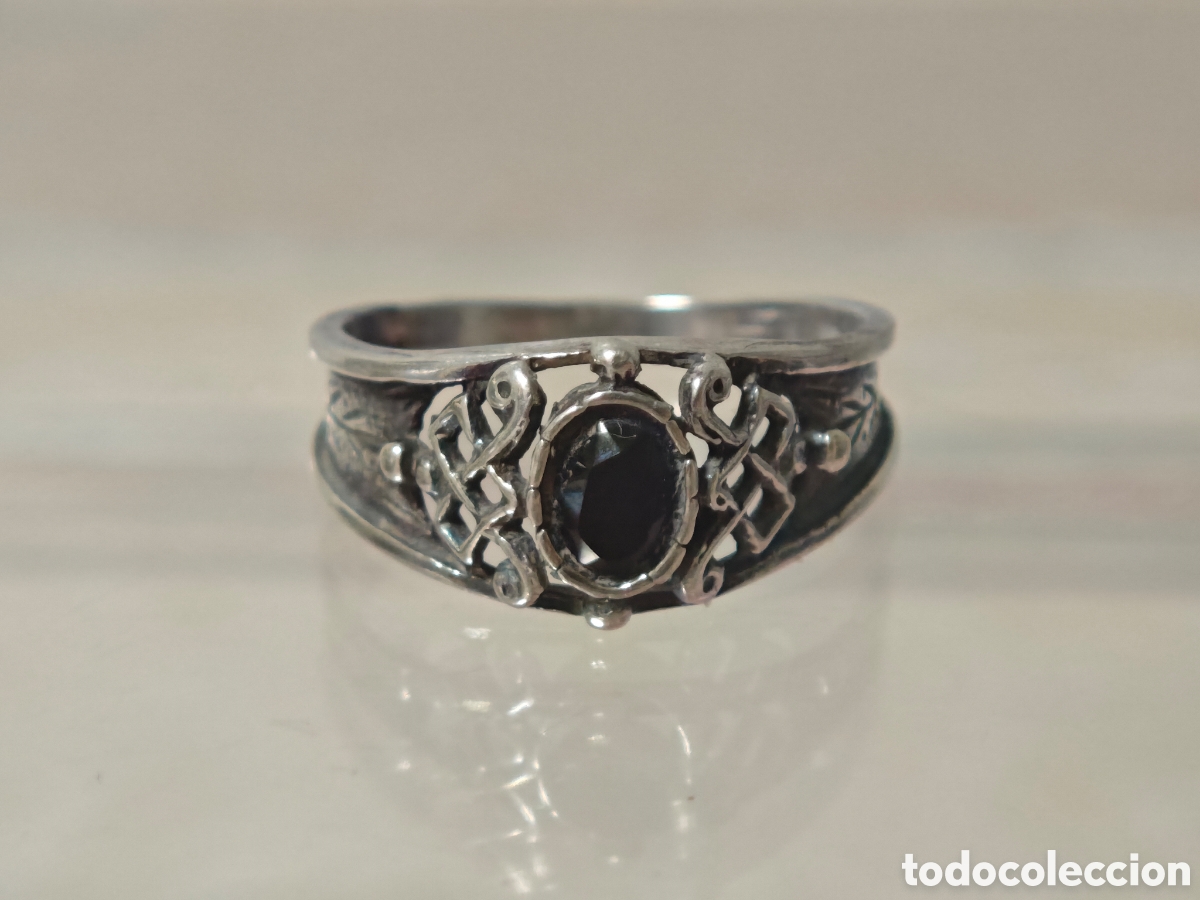 Joyeria: Anillo antiguo tipo g&oacute;tico en plata de ley y On&iacute;s - Foto 8